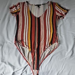 Forever 21 Orange Brown Asymmetrical Fitted Bodysuit